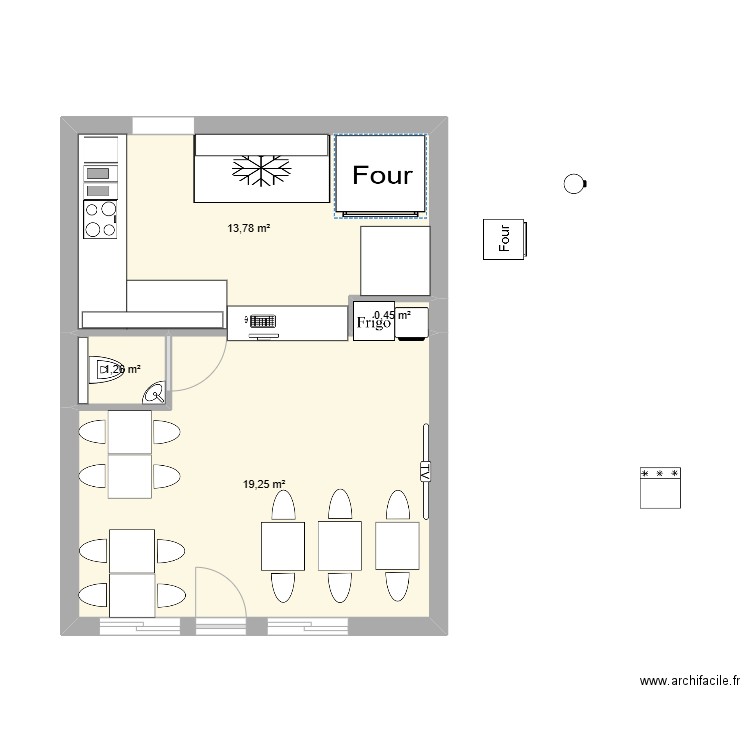 la casa 2. Plan de 4 pièces et 35 m2
