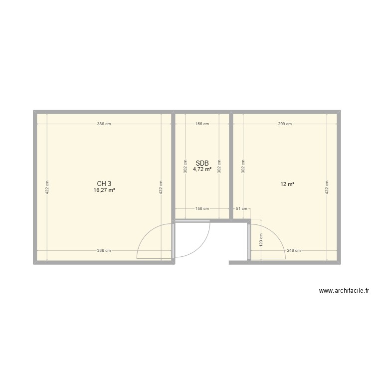 surélévation plan des pièces. Plan de 3 pièces et 33 m2