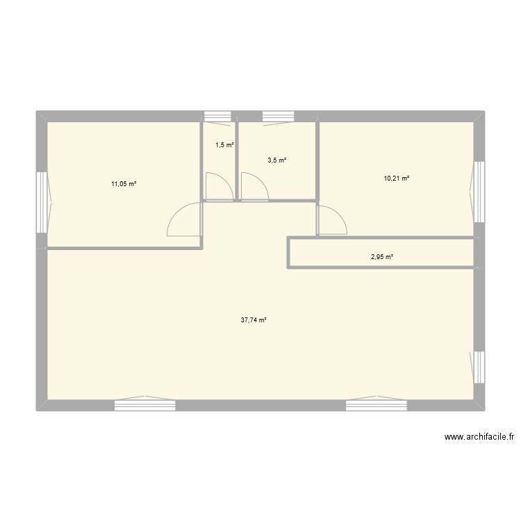 1st. Plan de 6 pièces et 67 m2