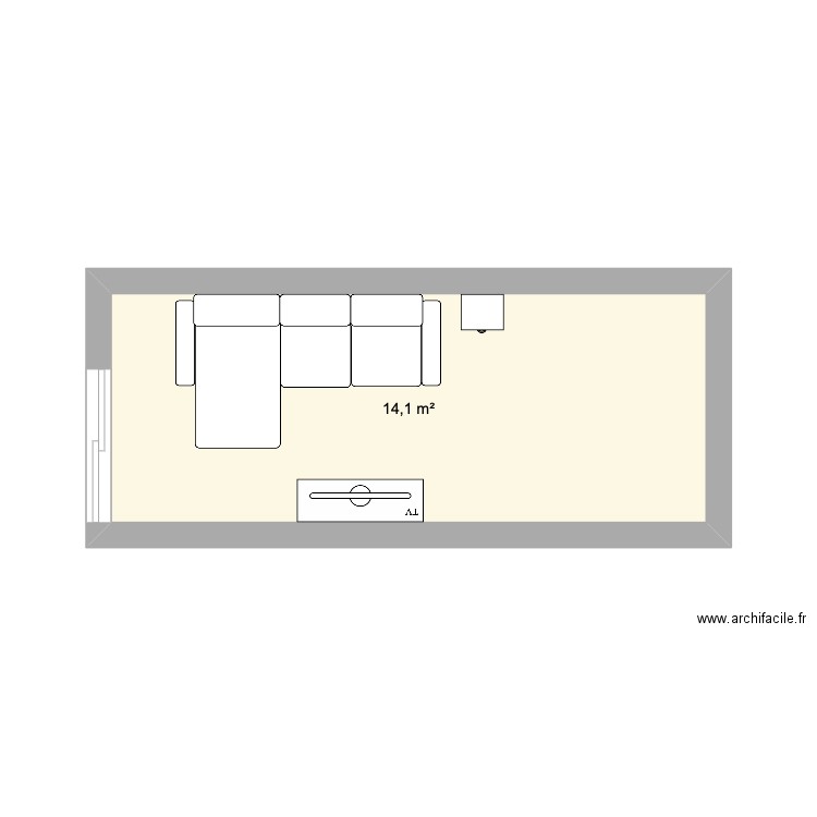 Den maman. Plan de 1 pièce et 10 m2