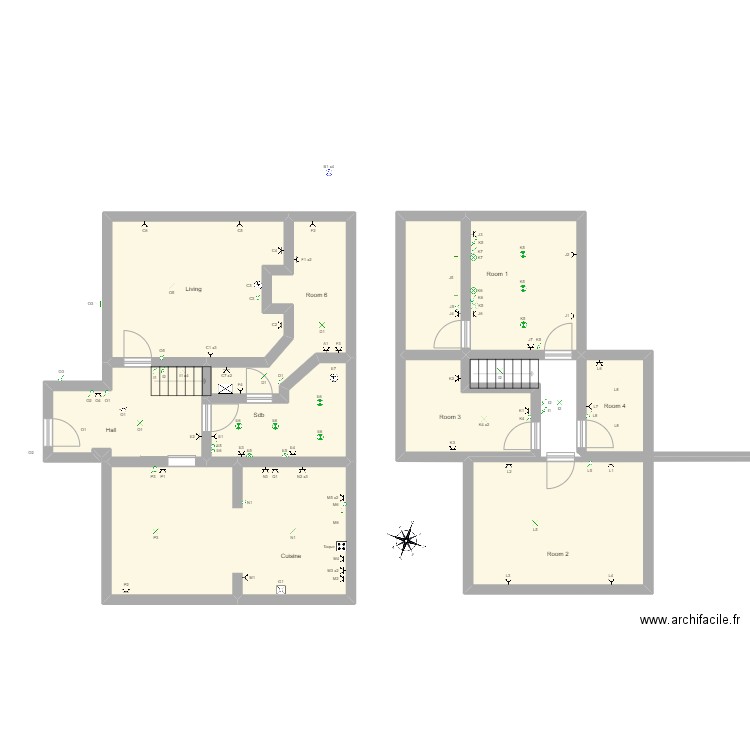 Maison_Plan Electrique. Plan de 10 pièces et 120 m2