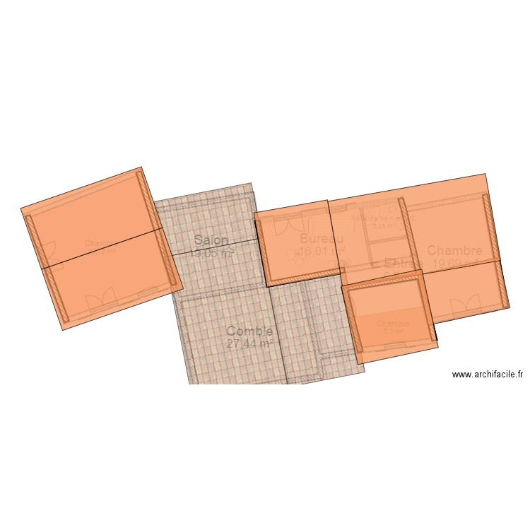 PLAN 3D. Plan de 15 pièces et 211 m2