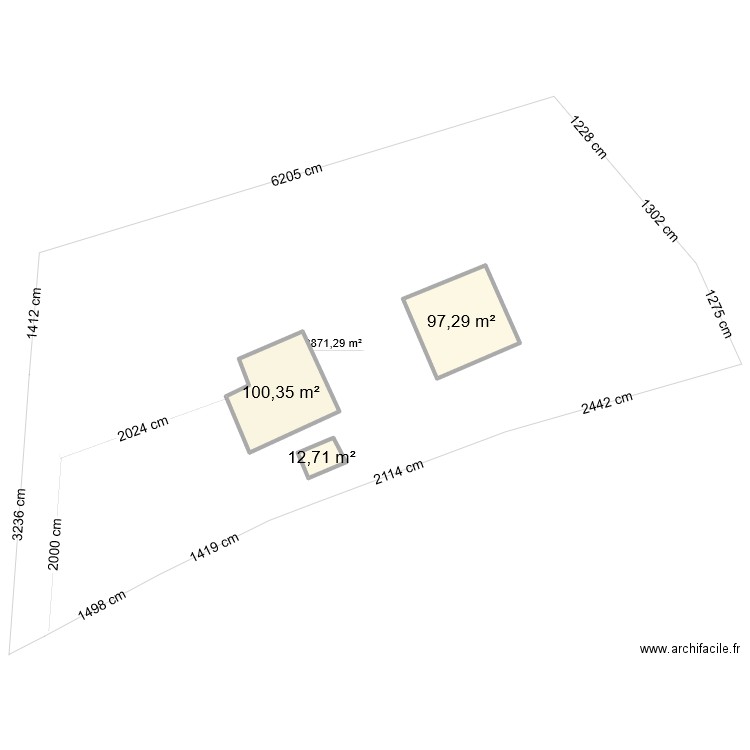 oceane cloture. Plan de 3 pièces et 210 m2