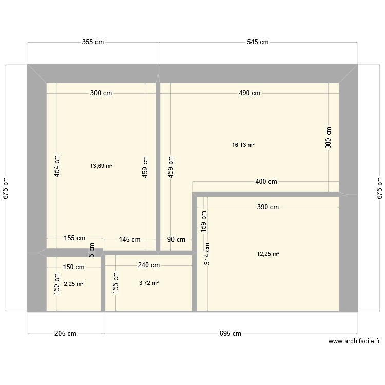 agrandissement 2. Plan de 5 pièces et 48 m2