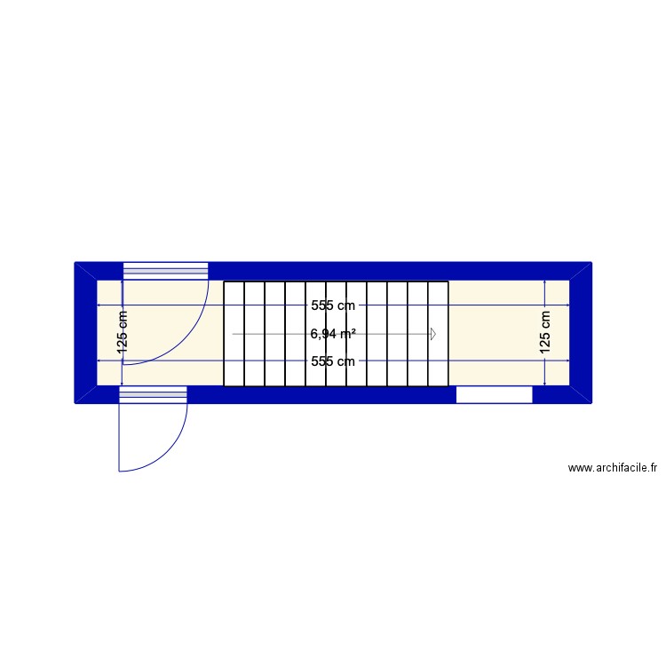 trest. Plan de 1 pièce et 7 m2