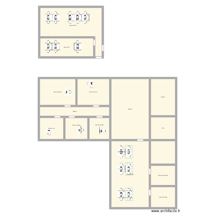 Bureau Liege. Plan de 15 pièces et 315 m2