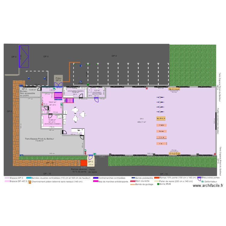 complétude CROSSFIT OLORON-SAINTE-MARIE APRES TRAVAUX. Plan de 15 pièces et 1288 m2