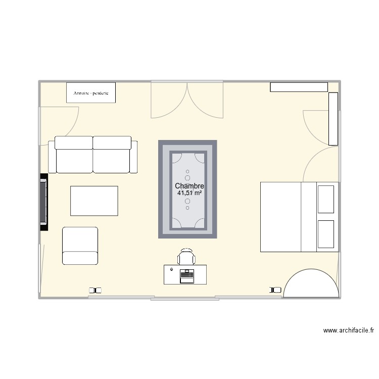 Chambre Lausanne. Plan de 1 pièce et 42 m2