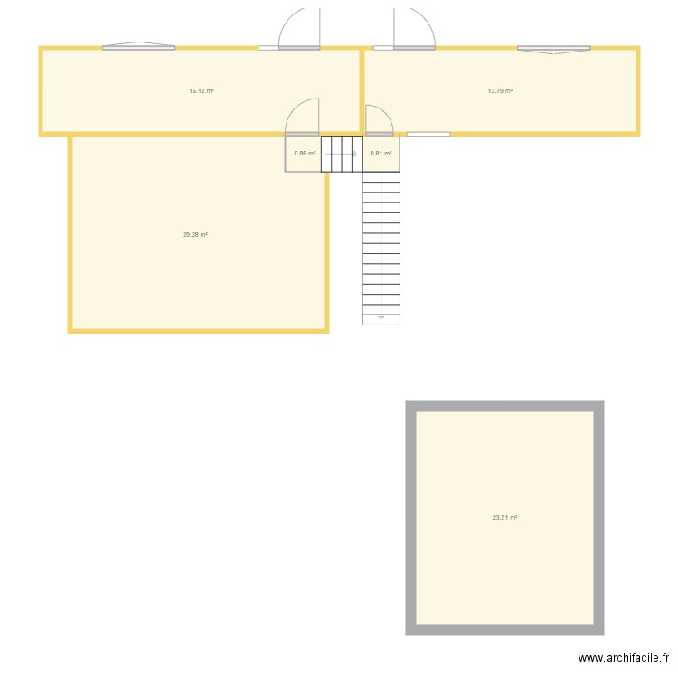 plan escalier. Plan de 6 pièces et 84 m2