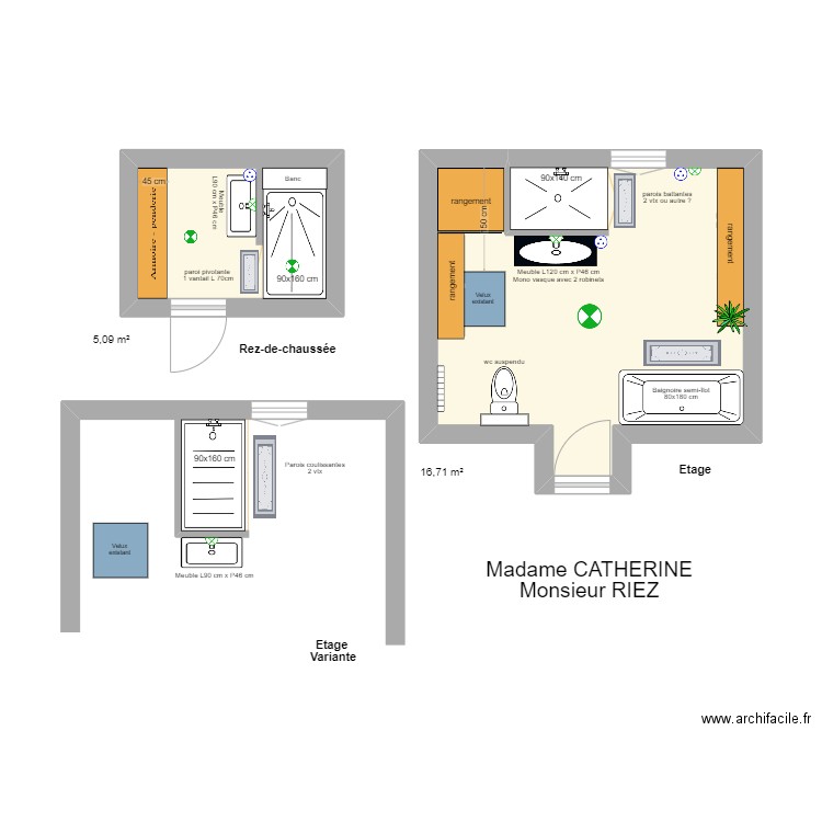 CATHERINE / RIEZ. Plan de 2 pièces et 22 m2