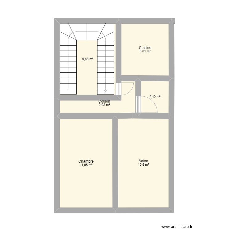 2Masse. Plan de 6 pièces et 42 m2