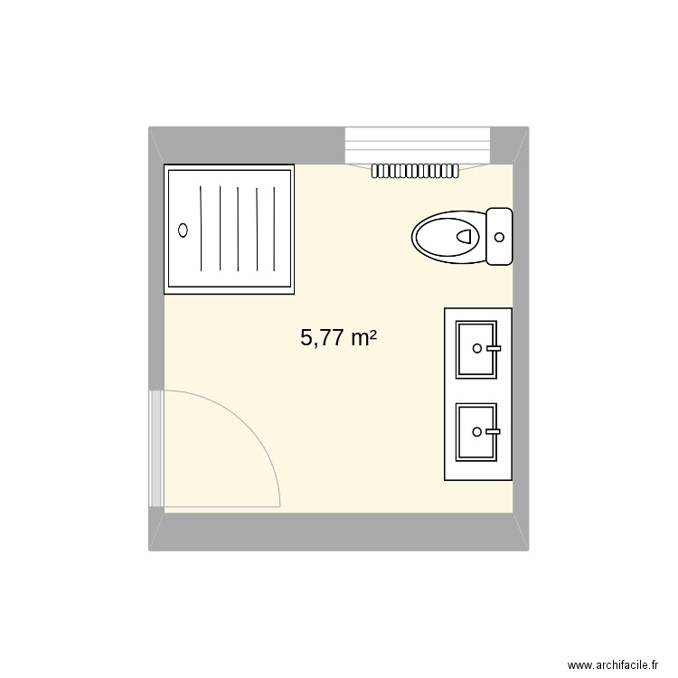 sdeau bas. Plan de 1 pièce et 6 m2