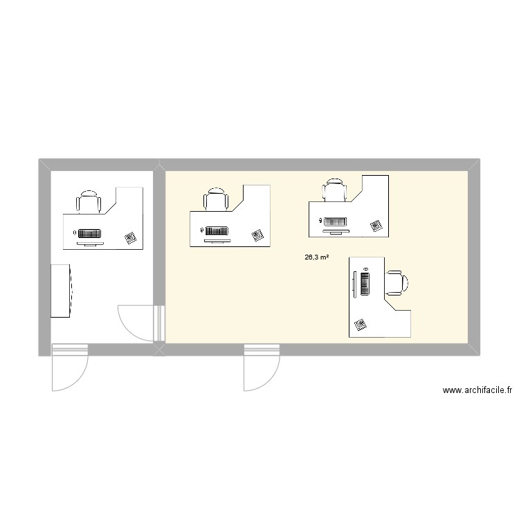 AISA 1. Plan de 1 pièce et 26 m2