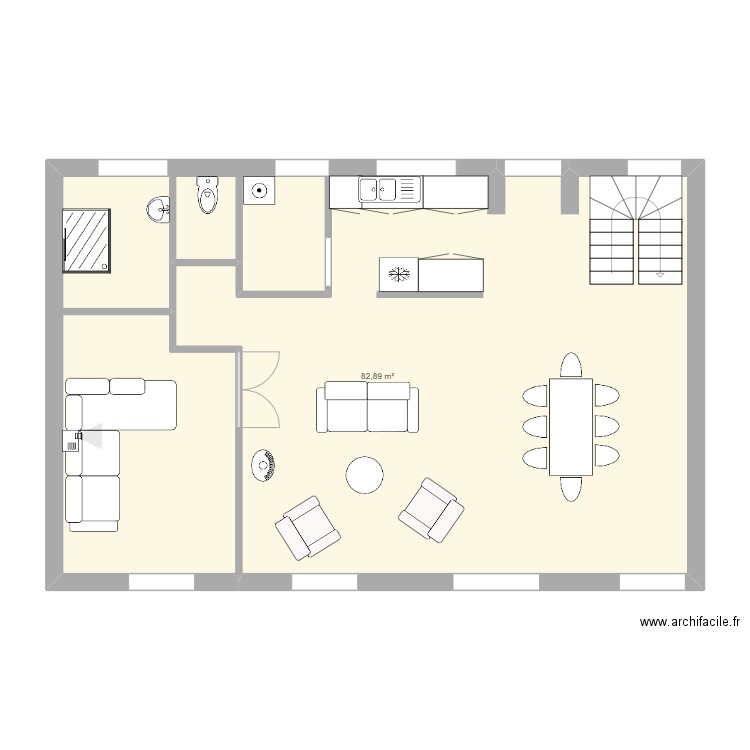 seignelay cuisine nord 1. Plan de 1 pièce et 83 m2