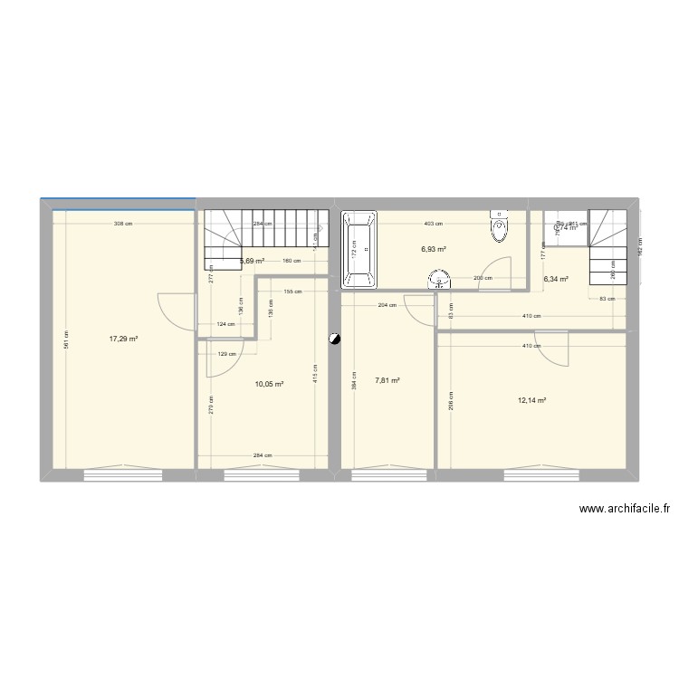 PLOUBAZ 1er étage. Plan de 8 pièces et 68 m2