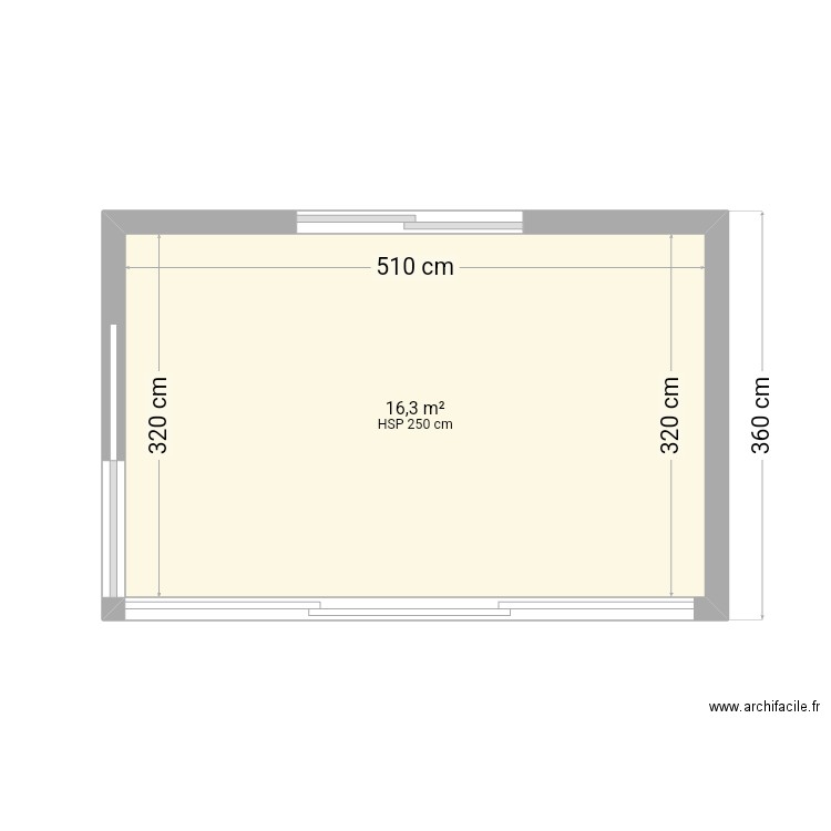 Facade. Plan de 1 pièce et 16 m2