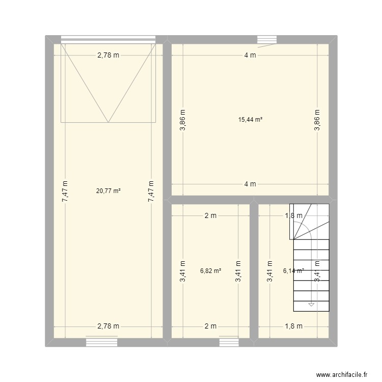 Maison Creu. Plan de 4 pièces et 49 m2