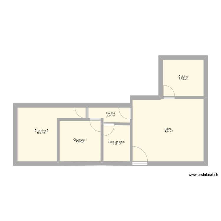 nader. Plan de 6 pièces et 50 m2