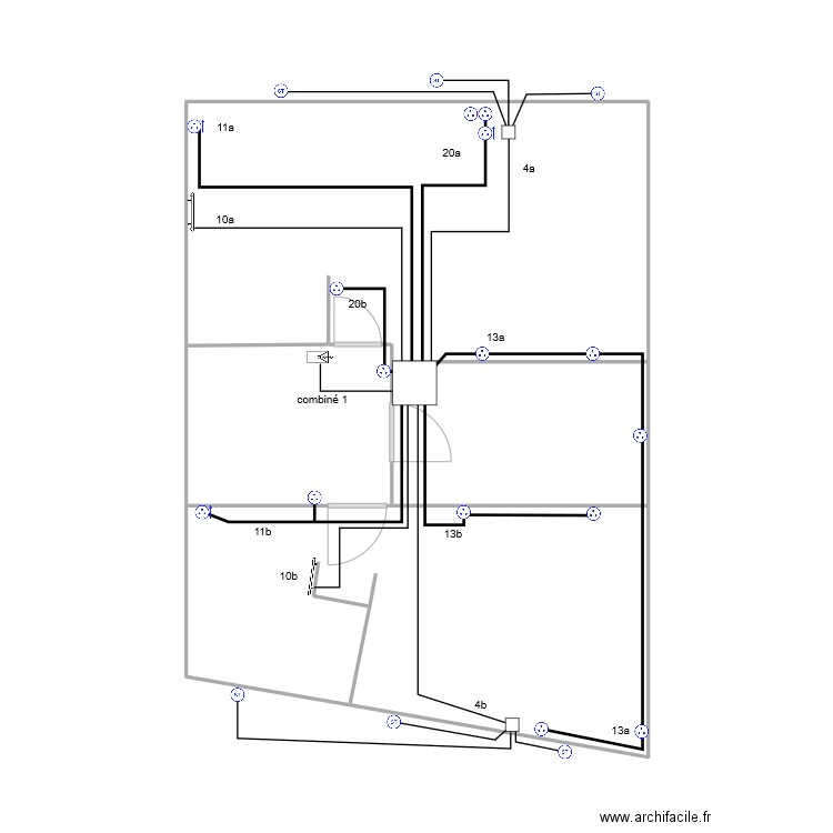 prises R+1. Plan de 3 pièces et 52 m2