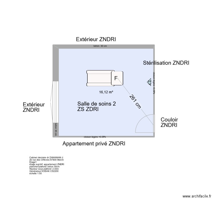 DR ZAMANIAN J SS2. Plan de 1 pièce et 16 m2