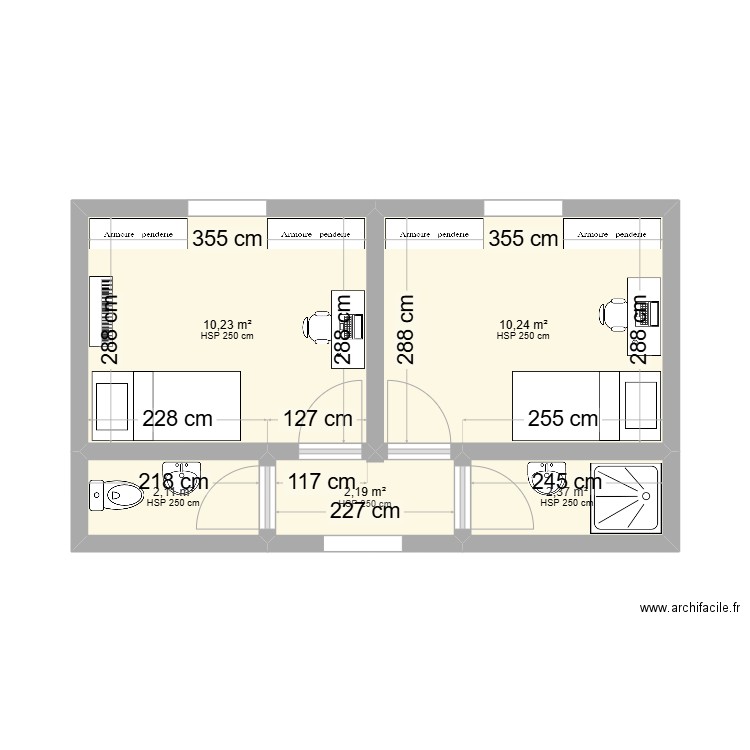 test. Plan de 5 pièces et 27 m2