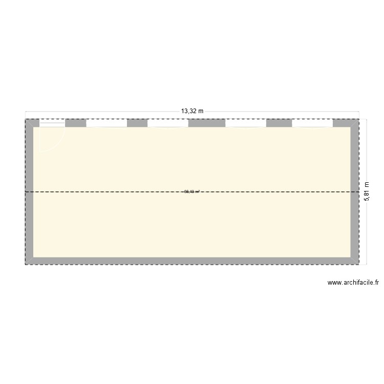 Façade. Plan de 1 pièce et 66 m2