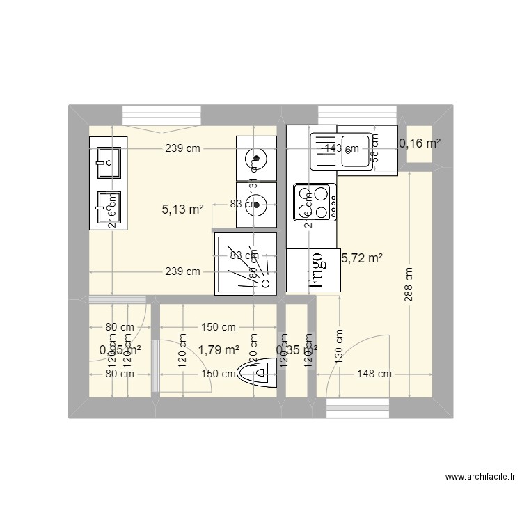 cvavin. Plan de 6 pièces et 14 m2