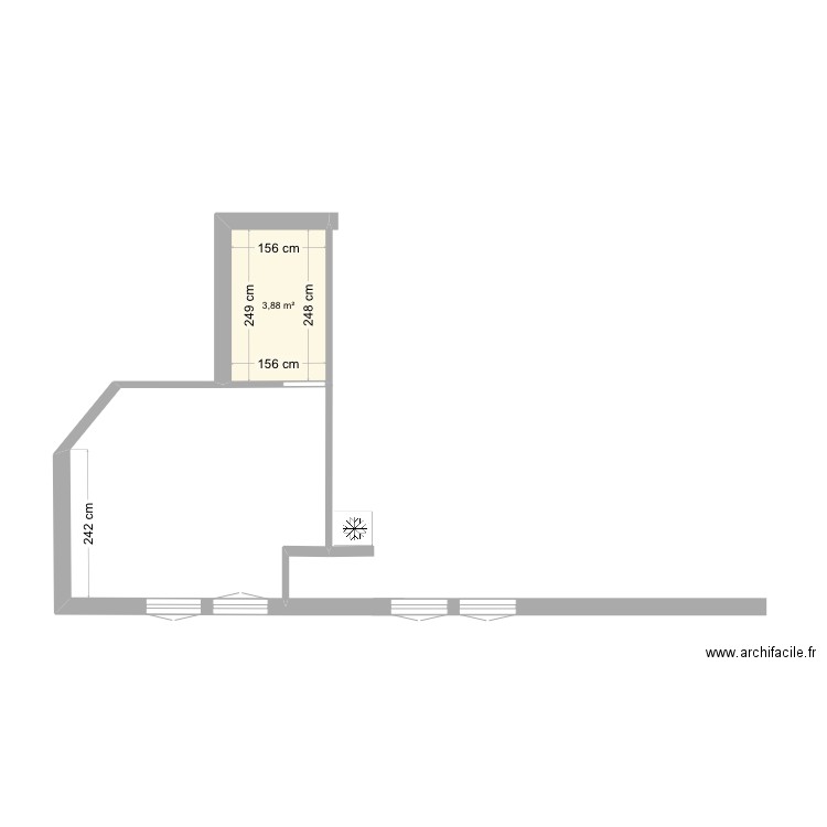 Delansorne. Plan de 1 pièce et 4 m2