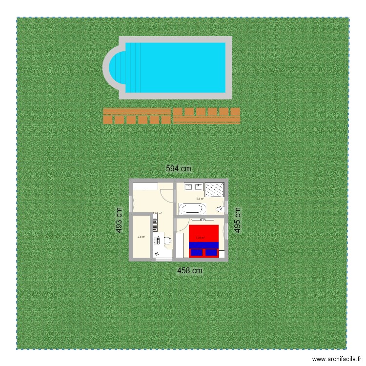 TFE ETAGE. Plan de 4 pièces et 24 m2