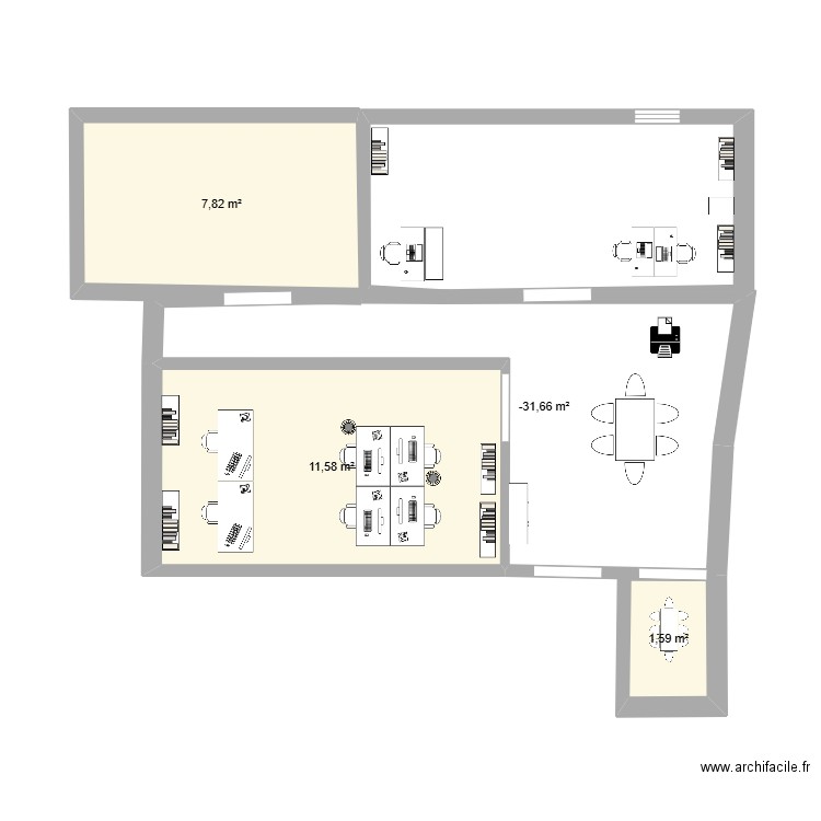 plan bureau A. Plan de 3 pièces et 25 m2