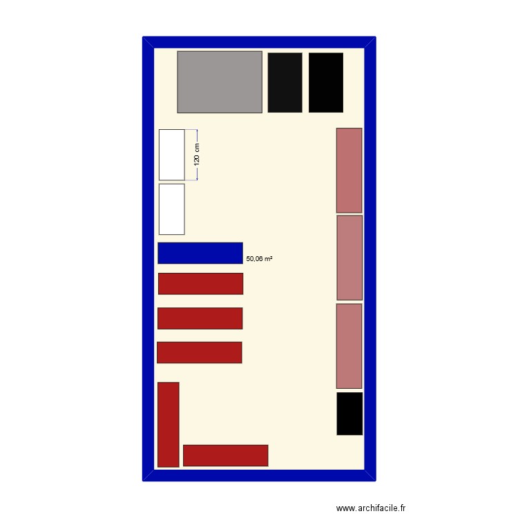 local filtre. Plan de 1 pièce et 50 m2