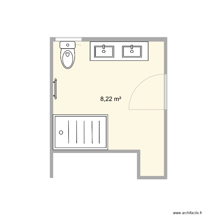 salle de bain. Plan de 1 pièce et 8 m2