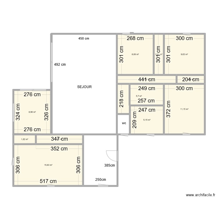 RIVES 2. Plan de 12 pièces et 73 m2