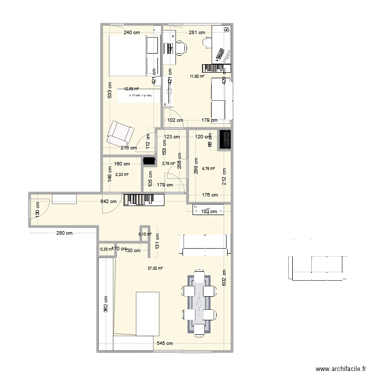 Appartement Saint Louis. Plan de 10 pièces et 73 m2