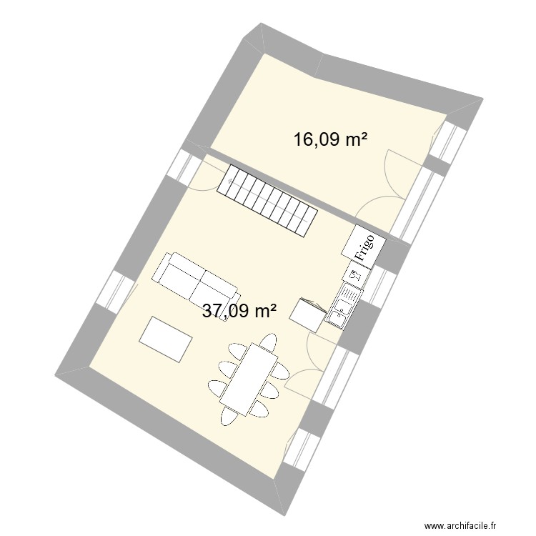 PLAN MAISON bOISSIERE. Plan de 2 pièces et 53 m2