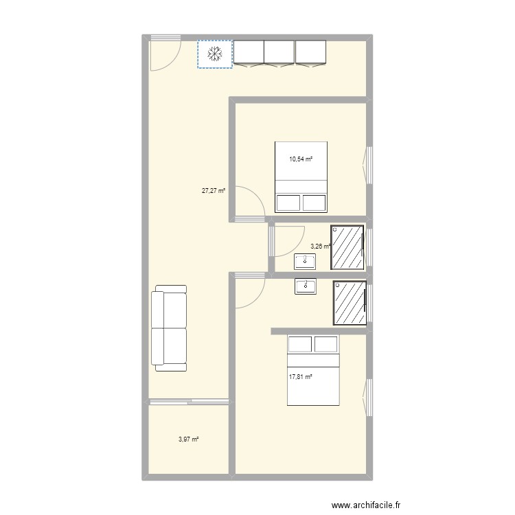 itacare. Plan de 5 pièces et 63 m2