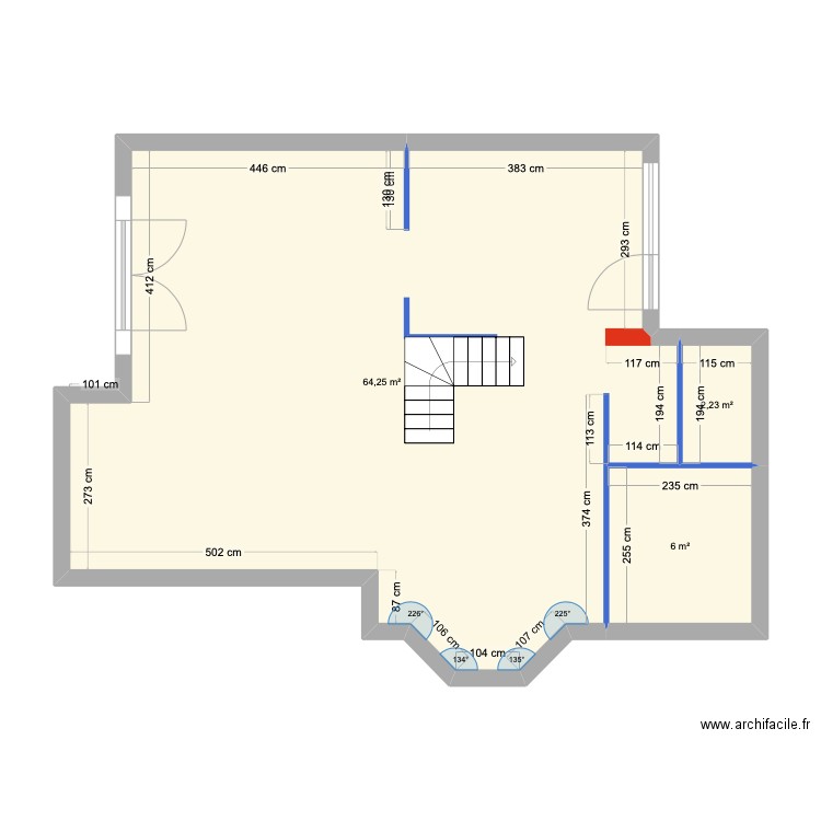 maison. Plan de 3 pièces et 72 m2