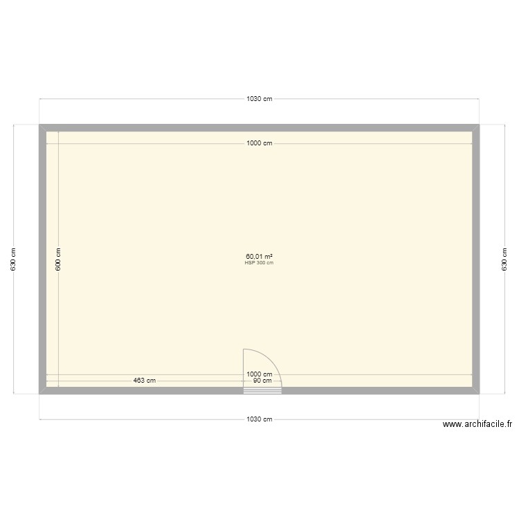 Projet Eésé 2. Plan de 1 pièce et 60 m2