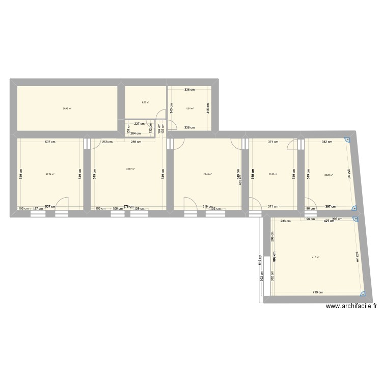 plan Chauveau 3 . Plan de 9 pièces et 220 m2