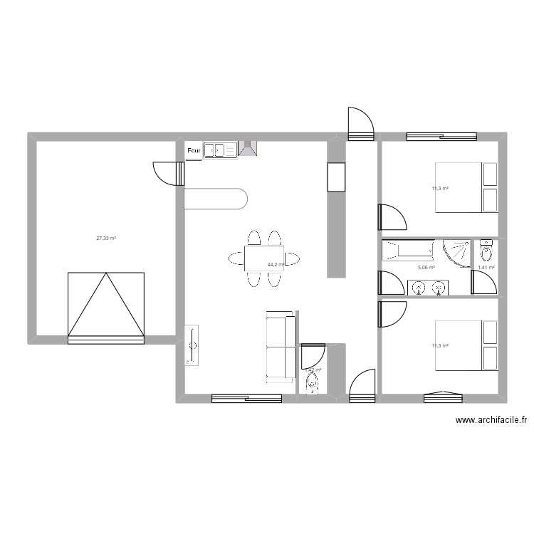 maison carbon blanc 2024. Plan de 7 pièces et 102 m2