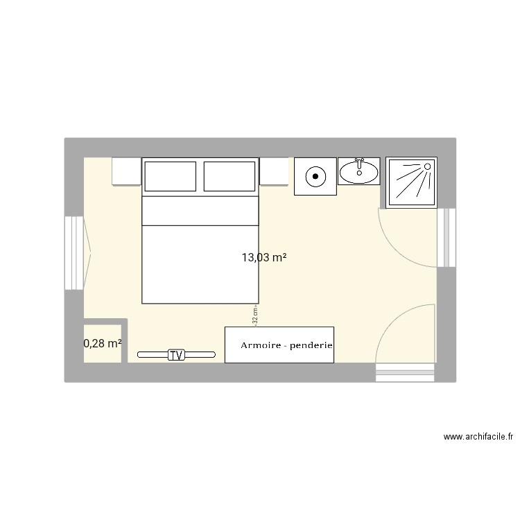 Rémi aurelie. Plan de 2 pièces et 13 m2