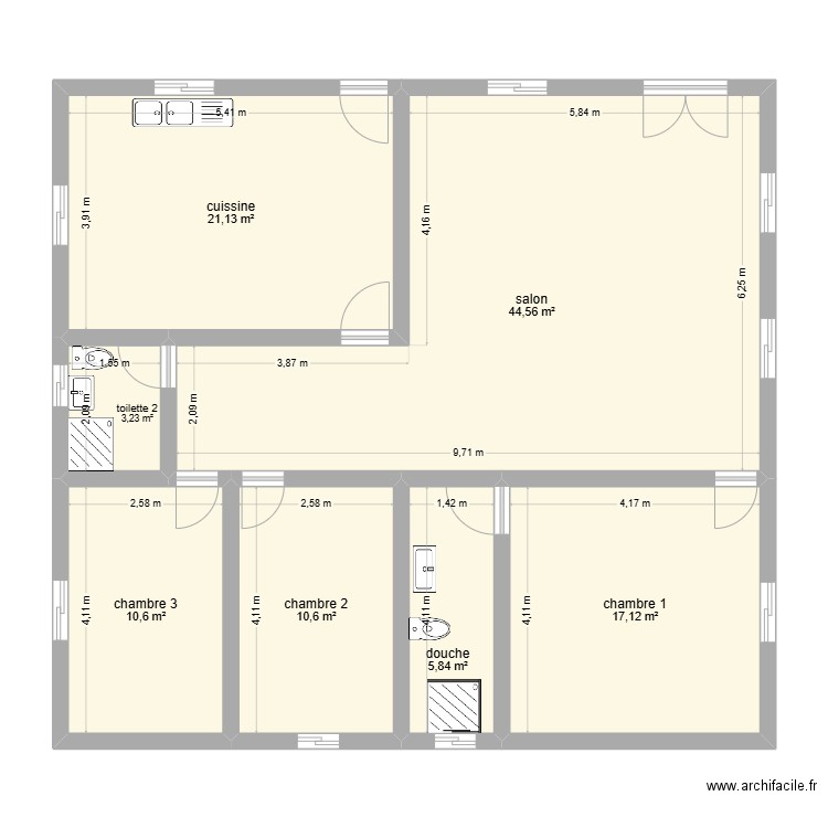 senegal. Plan de 7 pièces et 113 m2