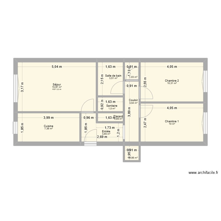 BEDRANI / GOMEZ. Plan de 11 pièces et 59 m2