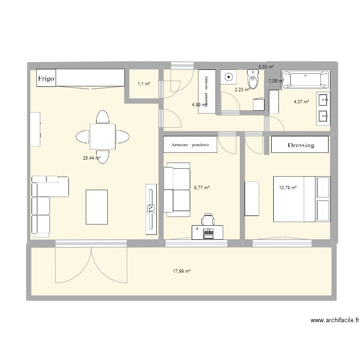 appart. Plan de 10 pièces et 77 m2