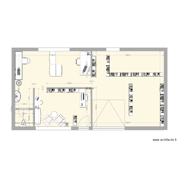 vernie 11. Plan de 1 pièce et 62 m2