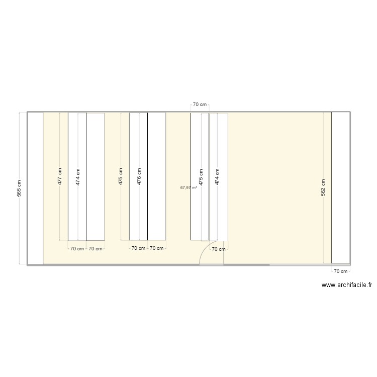 nappes. Plan de 1 pièce et 68 m2