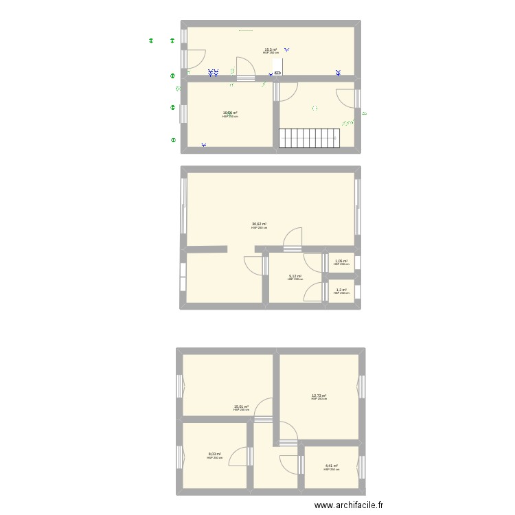 rez de chaussée. Plan de 11 pièces et 113 m2