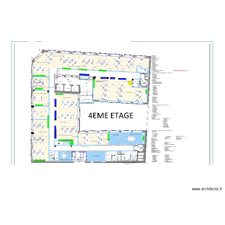 Plan 22V sans noms. Plan de 150 pièces et 3204 m2