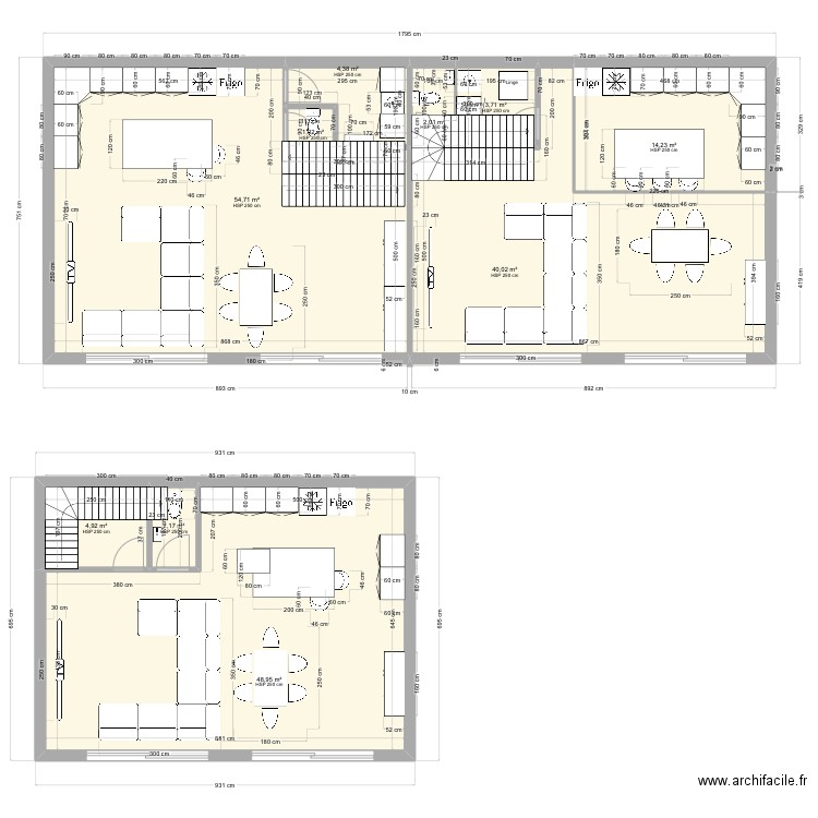 New idee. Plan de 49 pièces et 576 m2