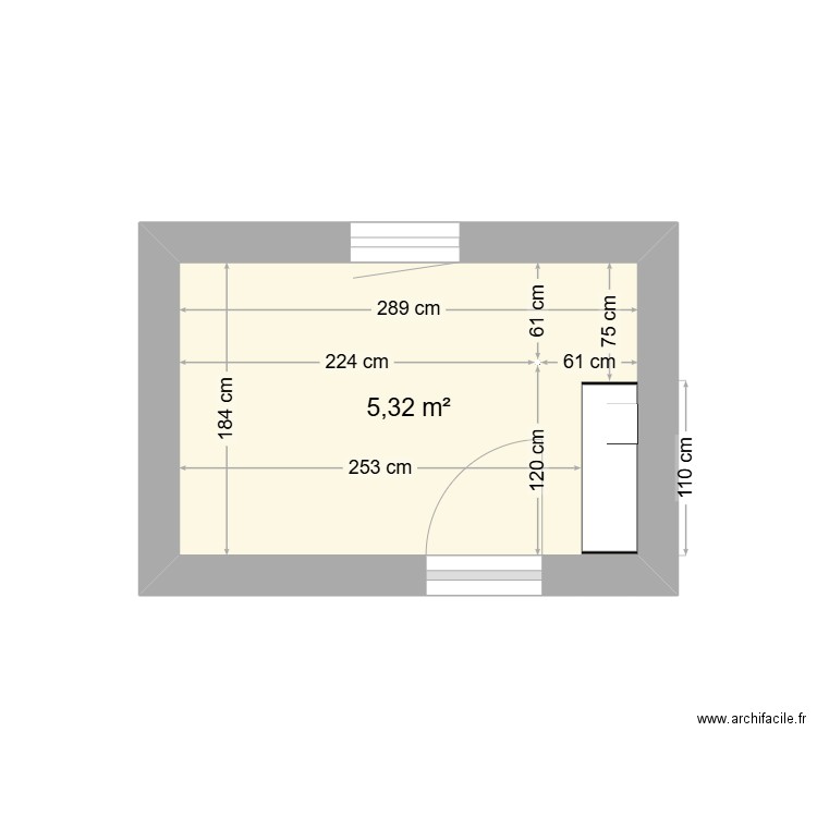 SDB TRESSERVE. Plan de 1 pièce et 5 m2